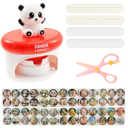 Button Maker Maschine 12,5x10x15,5cm Buttonmaschine mit 32 Abzeichen 72 Muster 1 Schere Interessant Knopfmacher-Maschine Badge Making Kit für Party Feiertagsdekoration DIY-Basteln (Rot) von KEGAJEGA