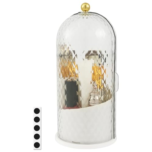KEGAJEGA Make-Up-Pinselhalter 360° Drehbarer Pinselhalter Kosmetik mit Deckel und 3 Fächer Pinsel Aufbewahrung Make Up Organizer Pinselhalter Zahnbürstenhalter für Schminktisch Schlafzimmer (Weiß) von KEGAJEGA