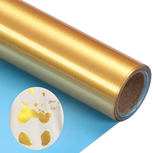 Gold Plotterfolie Textil Rolls HTV Vinyl Gold Heat Transfer Vinyl 30.5cm x 183cm Plotter Flexfolie für Cricut und Silhouette Cameo, Textilien Transferfolie zum Aufbügeln für DIY T-Shirt Stoffe von KEGUMINGX