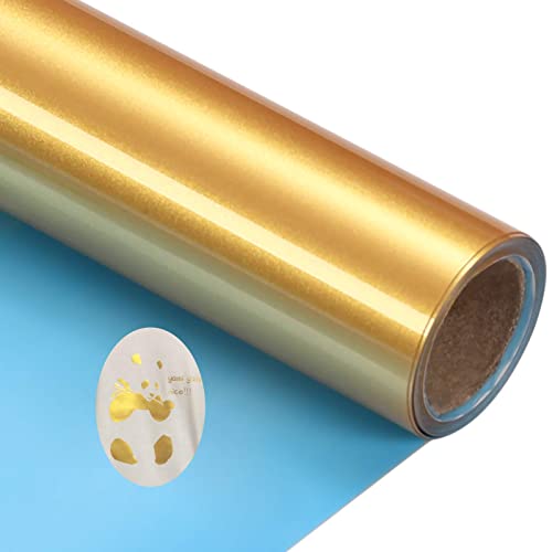 Gold Heat Transfer Vinyl Gold Plotterfolie Textil Rolls HTV Vinyl 12 Inch x 5 Feet Iron On Vinyl for T-Shirts Totes and Bags, Easy to Cut & Weed for Cricut & Silhouette Cameo, Heat Press Machine von KEGUMINGX