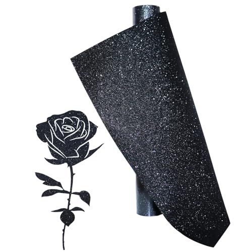 Schwarz Glitzer Wärmeübertragung Vinyl Reflektierend Plotterfolie Textil 30.5x152cm Heat Transfer Vinyl Plotter Flexfolie für Cricut, Silhouette Cameo Textilien Transferfolie zum Aufbügeln T-Shirt Schwarz Glitzer Wärmeübertragung Vinyl Reflektierend Plotterfolie Textil 30.5x152cm Heat Transfer Vinyl Plotter Flexfolie für Cricut, Silhouette Cameo Textilien Transferfolie zum Aufbügeln T-Shirt von KEGUMINGX
