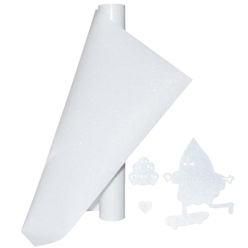 Weiß Glitzer Plotterfolie Textil Heat Transfer Vinyl 30.5x152cm Plotter Flexfolie für Cricut, Silhouette Cameo Textilien Transferfolie zum Aufbügeln T-Shirt Weiß Glitzer Plotterfolie Textil Heat Transfer Vinyl 30.5x152cm Plotter Flexfolie für Cricut, Silhouette Cameo Textilien Transferfolie zum Aufbügeln T-Shirt von KEGUMINGX