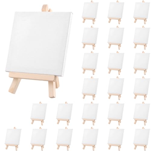 KEILEOHO 24 Stück Mini Leinwand mit Staffelei, 10 x 10 cm mini Leinwand mit 8 x 15 cm Staffelei, Klein Leinwand Staffelei Set für Hochzeit Dekoration KEILEOHO 24 Stück Mini Leinwand mit Staffelei, 10 x 10 cm mini Leinwand mit 8 x 15 cm Staffelei, Klein Leinwand Staffelei Set für Hochzeit Dekoration von KEILEOHO