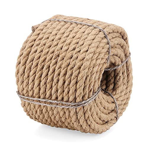 KEILEOHO 30 m x 10 mm natürliches Juteseil, gedrehtes Hanfseil, dicke Jutekordel, Manila-Seil für Bastelarbeiten, Kratzbaum, Gepäckschnur KEILEOHO 30 m x 10 mm natürliches Juteseil, gedrehtes Hanfseil, dicke Jutekordel, Manila-Seil für Bastelarbeiten, Kratzbaum, Gepäckschnur von KEILEOHO