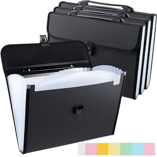 KEILEOHO 4 Stück A4 Dokumentenmappe 13 fächer, Fächermappe Schwarz Erweiterbaren Ordnungsmappe Kunststoff für Büro, 33 x 24 x 3 cm KEILEOHO 4 Stück A4 Dokumentenmappe 13 fächer, Fächermappe Schwarz Erweiterbaren Ordnungsmappe Kunststoff für Büro, 33 x 24 x 3 cm von KEILEOHO