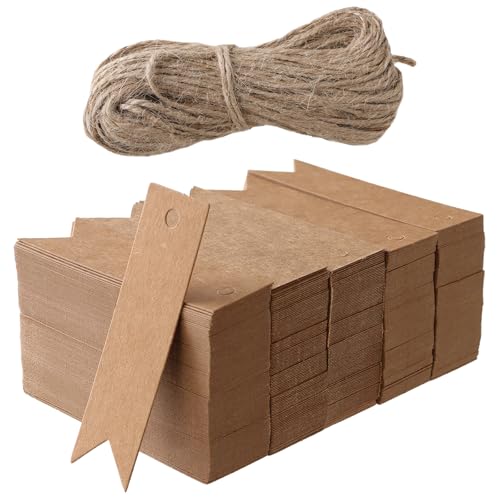 KEILEOHO 500 Stück Kraftpapier Geschenkanhänger Klein 7 x 2 cm, Kleine Anhänger Kraftpapier mit Loch und Jute Schnur, Braun Papier Etiketten für Basteln, Geschenke, Waren, Hochzeit, Party KEILEOHO 500 Stück Kraftpapier Geschenkanhänger Klein 7 x 2 cm, Kleine Anhänger Kraftpapier mit Loch und Jute Schnur, Braun Papier Etiketten für Basteln, Geschenke, Waren, Hochzeit, Party von KEILEOHO