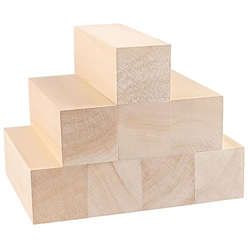 KEILEOHO 8 Stück Schnitzholz 15 x 5 x 5 cm, Holzblöcke Lindenholz zum Schnitzen, Schnitzholz Rohlinge Linde Holzblock für DIY Handwerk von KEILEOHO