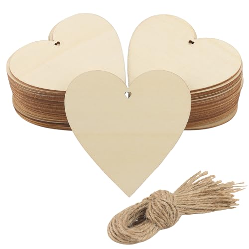 KEILEOHO 80 Stück 10 cm Holzherzen in Form mit Loch, 10 cm Holzherzen mit 80 Stück 30 cm natürlichen Bindfäden, Herz-Holzausschnitte mit Loch für Basteln, Hochzeiten, Dekoration, Partys, Jubiläen KEILEOHO 80 Stück 10 cm Holzherzen in Form mit Loch, 10 cm Holzherzen mit 80 Stück 30 cm natürlichen Bindfäden, Herz-Holzausschnitte mit Loch für Basteln, Hochzeiten, Dekoration, Partys, Jubiläen von KEILEOHO