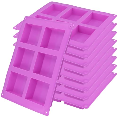 KEILEOHO 9 Stück Seifenformen Silikon, 6 Hohlräume, Rechteckig Silikonformen Seifenformen für Handmade Seife DIY 23,5 x 21,2 x 2,5 cm, Hohlräume 8 x 5,5 x 2.4 cm von KEILEOHO