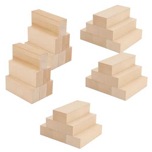 KEILEOHO Lindenholz-Schnitzblöcke, 10 x 4 x 2,5 cm, Naturholzblöcke, unlackierte Lindenholzblöcke zum Schnitzen, Whittling, Handwerk, Heimwerken, 30 Stück von KEILEOHO