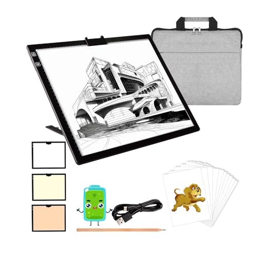 KEIWRLIGHT A3-Lichtbox zum Nachzeichnen, wiederaufladbares Leuchtbrett, 3 Farben, stufenlos, 6 Helligkeitsstufen, Leuchttisch zum Nachzeichnen, verstellbarer Stand-Lichtbrett für Diamantmalerei KEIWRLIGHT A3-Lichtbox zum Nachzeichnen, wiederaufladbares Leuchtbrett, 3 Farben, stufenlos, 6 Helligkeitsstufen, Leuchttisch zum Nachzeichnen, verstellbarer Stand-Lichtbrett für Diamantmalerei von KEIWRLIGHT