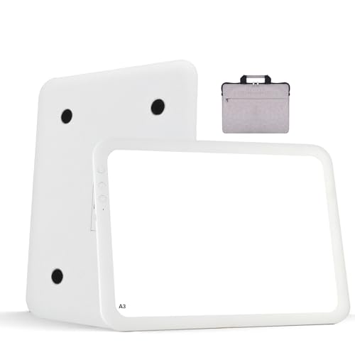 KEIWRLIGHT Wiederaufladbare Leuchttafel zum Nachzeichnen, tragbares dünnes Zeichenpad, 3 Farben, Licht, stufenlos, 6 Helligkeitsstufen, Leuchttafel für Diamantmalerei, Skizzieren für Kinder und von KEIWRLIGHT