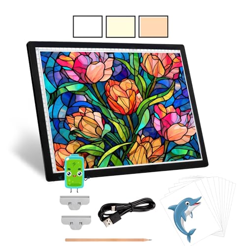 KEIWRLIGHT Wiederaufladbarer A3-Lichttisch – Kabellose Batterie-Lichtbox zum Nachzeichnen von 3 Farben, 6 Helligkeitsstufen, stufenlose Leuchttafel, A3-Lichtpad für Diamantmalerei, Tattoo-Zeichnung KEIWRLIGHT Wiederaufladbarer A3-Lichttisch – Kabellose Batterie-Lichtbox zum Nachzeichnen von 3 Farben, 6 Helligkeitsstufen, stufenlose Leuchttafel, A3-Lichtpad für Diamantmalerei, Tattoo-Zeichnung von KEIWRLIGHT