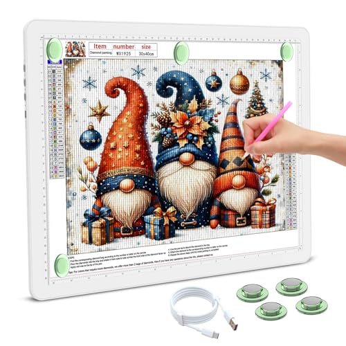 Leuchttisch A3, 5600 Lux Sehr Hell LED Lightpad mit Seitliche Tasten, Magnetischer Clip, 6 Stufige Dimmung 3 Farbtemperatur Light Pad Lichtpad für Diamond Painting, Designen, Zeichnen Skizzieren Leuchttisch A3, 5600 Lux Sehr Hell LED Lightpad mit Seitliche Tasten, Magnetischer Clip, 6 Stufige Dimmung 3 Farbtemperatur Light Pad Lichtpad für Diamond Painting, Designen, Zeichnen Skizzieren von KEIWRLIGHT