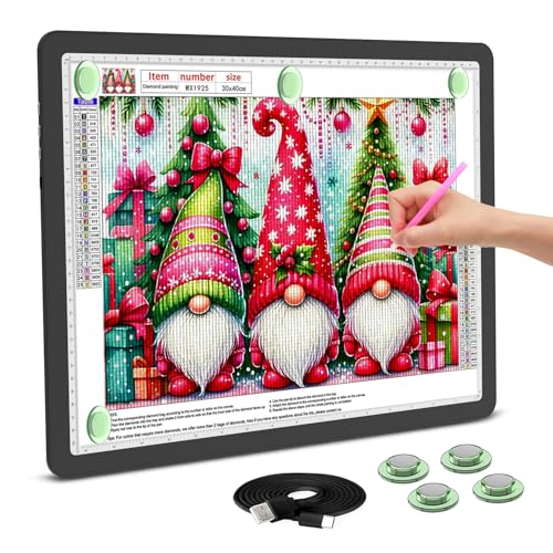 Leuchttisch A3, 5600 Lux Sehr Hell LED Lightpad mit Seitliche Tasten, Magnetischer Clip, 6 Stufige Dimmung 3 Farbtemperatur Light Pad Lichtpad für Diamond Painting, Designen, Zeichnen Skizzieren Leuchttisch A3, 5600 Lux Sehr Hell LED Lightpad mit Seitliche Tasten, Magnetischer Clip, 6 Stufige Dimmung 3 Farbtemperatur Light Pad Lichtpad für Diamond Painting, Designen, Zeichnen Skizzieren von KEIWRLIGHT