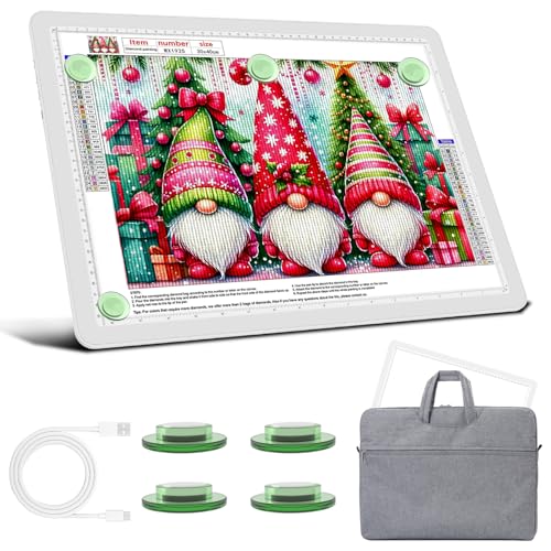 Leuchttisch A3 mit Tasche, 5600 Lux Sehr Hell LED Lightpad mit Seitliche Tasten, Magnetischer Clip, 6 Stufige Dimmung 3 Farbtemperatur Light Pad Lichtpad für Diamond Painting, Zeichnen Skizzieren Leuchttisch A3 mit Tasche, 5600 Lux Sehr Hell LED Lightpad mit Seitliche Tasten, Magnetischer Clip, 6 Stufige Dimmung 3 Farbtemperatur Light Pad Lichtpad für Diamond Painting, Zeichnen Skizzieren von KEIWRLIGHT