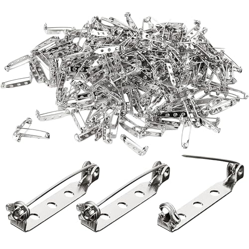 200 Stück flache Stangennadeln, 2,5 cm, Brosche und Sicherheitsnadeln mit 3 Löchern, silberfarbene Stecknadeln für Bastelarbeiten, Schmuckherstellung, Abzeichen, Abzeichen und Rucksäcke von KEJJNYER