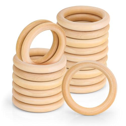 KEJJNYER 20 Stück 100 mm Holzringe zum Basteln, unlackierte Holzringe, Makramee-Holzringe für Bastelarbeiten, DIY-Ringe, Schmuckherstellung KEJJNYER 20 Stück 100 mm Holzringe zum Basteln, unlackierte Holzringe, Makramee-Holzringe für Bastelarbeiten, DIY-Ringe, Schmuckherstellung von KEJJNYER