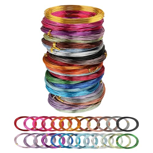 KEJJNYER Aluminium-Basteldraht, 25 Rollen, 25 m, farbiger Aluminium-Basteldraht, 1 mm, flexibler Aluminiumdraht für Schmuckherstellung, verschiedene Farben, Basteldraht (25 Farben) von KEJJNYER