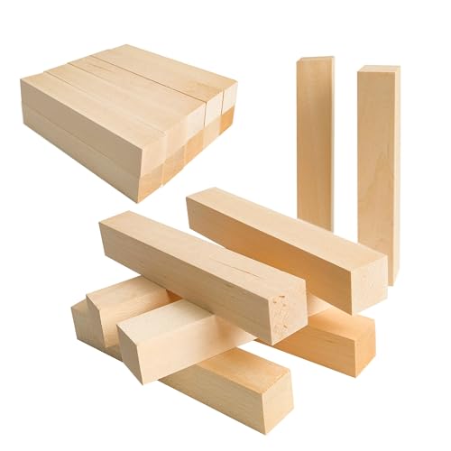 KEJJNYER Lindenholzblöcke zum Schnitzen, 15,2 x 5,1 x 5,1 cm, unlackierte Holzblöcke zum Basteln, Lindenholzschnitzblöcke für Handwerk, Heimwerker, 10 Stück von KEJJNYER