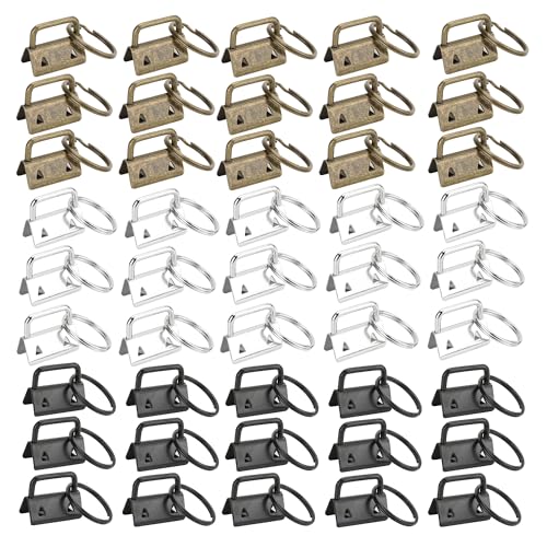 KEJJNYER Schlüsselanhänger-Hardware, 2,5 cm (1 Zoll), 3 Farben, Schlüsselanhänger-Hardware, Handgelenk-Hardware mit Schlüsselanhänger für die Herstellung von Armbändern, 25 mm, 75 Stück von KEJJNYER