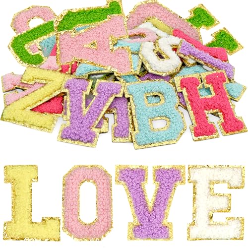 KEJOL 26 Stück selbstklebende Buchstaben-Patches, A-Z Aufnäher für Kleidung Taschen Mützen Stoff Schuhe Federtasche DIY-Projekte (Bunte Farben) von KEJOL