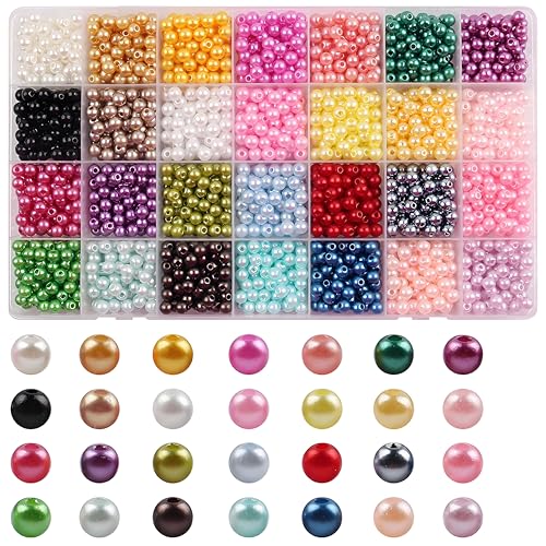 1960 Stück 28 Farben Bunte Perlen für Armbänder, 6mm Runde Perlen Set für die Herstellung von Halsketten Schmuck DIY Handwerk (28 Farben-A) von KELCIO