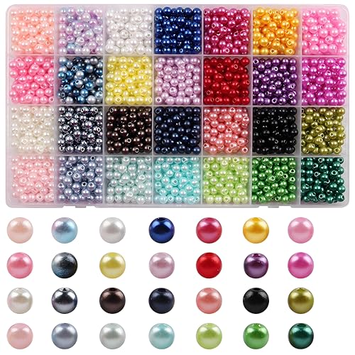 1960 Stück 28 Farben Bunte Perlen für Armbänder, 6mm Runde Perlen Set für die Herstellung von Halsketten Schmuck DIY Handwerk (28 Farben-B) von KELCIO