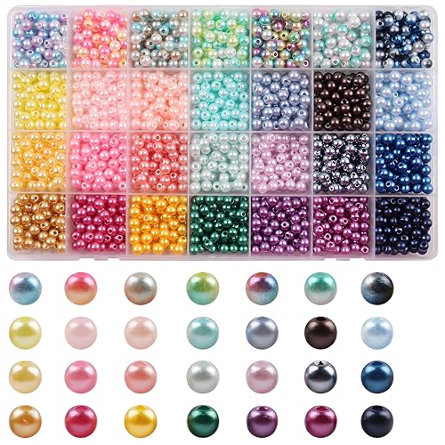 1960 Stück 28 Farben Bunte Perlen für Armbänder, 6mm Runde Perlen Set für die Herstellung von Halsketten Schmuck DIY Handwerk (28 Farben-C) von KELCIO