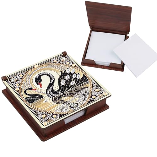 KELCIO DIY Diamond Painting für Erwachsene Holz Zettelkasten, geeignet als Erwachsene mit Notizzettel Organisator und Verteiler für Wohnheime und Büros（11x11 cm, Schwan） von KELCIO