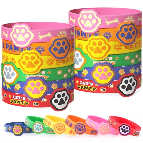 KELENO 24 Stück Hundepfoten-Partygeschenke, Geburtstagszubehör für Kinder, Pfotenabdruck, Silikon-Armbänder, Großpackung, Geschenk, Geschenktüte, Füller, Klasse, Preisfüller, Weihnachten, Ostern, Hund KELENO 24 Stück Hundepfoten-Partygeschenke, Geburtstagszubehör für Kinder, Pfotenabdruck, Silikon-Armbänder, Großpackung, Geschenk, Geschenktüte, Füller, Klasse, Preisfüller, Weihnachten, Ostern, Hund von KELENO