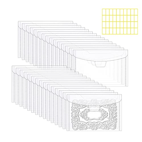 Kelifang Aufbewahrungstasche für Stempel- und Stanzformen, transparent, 30 Stück, für Scrapbooking, Stanzformen, Taschen für DIY-Kartenherstellung, Prägen, Basteln (17.8x12.7 cm) von KELIFANG