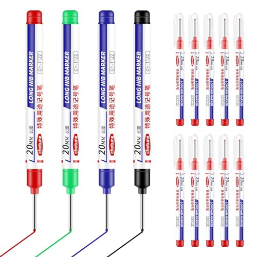 KELIJIE Deep Hole Extension Head Marker Tile Deep Hole Waterproof Quick Drying Oil Marker Woodworking Pen (Blue - 10pcs) von KELIJIE