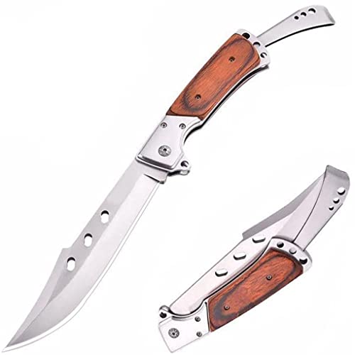 Klappmesser 7Cr17 Edelstahl Taschenmesser Holzgriff, Outdoor Survival Messer für Camping,Angeln,Jagd,Rettungsmesser Jagdmesser Taktisches mit großer Klinge und langer Klinge Zweihandmesser (Type-8) von KEMOFOD