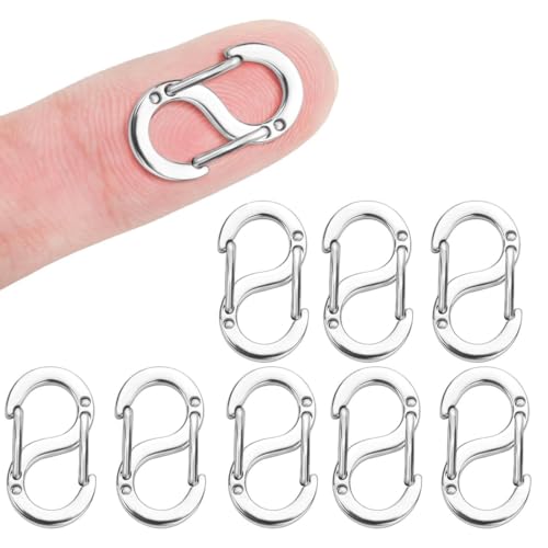 KEMUZ 8 Stück 925 Silber Karabinerverschluss Mit Doppelter Öffnung, Verschluss Für Armbänder, Kettenverschluss,Metallverschlüsse, Verschlüsse Für Halsketten-Clip, Armband-Verbinder(Silber) von KEMUZ