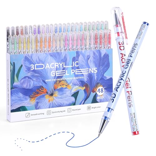 KEMYR 1,0 mm Acrylgelstifte zum Zeichnen, 48 Farben, Gelfarbe, Set mit Acryl-Markern, Farbtinte für Journaling, Basteln, Kunstbedarf KEMYR 1,0 mm Acrylgelstifte zum Zeichnen, 48 Farben, Gelfarbe, Set mit Acryl-Markern, Farbtinte für Journaling, Basteln, Kunstbedarf von KEMYR