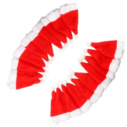 KENANLAN 20pcs Mini Santa Hats Ornamente, DIY -Kunsthandwerk, Messergabelgeschirr, Weinflaschendekoration mit Weihnachtsminiatur -Ornamenten für den Urlaub von KENANLAN