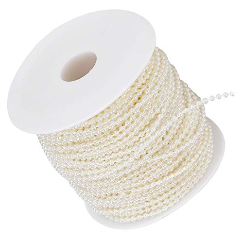 KENANLAN Elegante Perlenspulengirlande, Faux Pearl Perlenkette mit DIY -Dekorationskunst für Kleidungszubehör, 3 Mm 50meter/Roll (Beige) von KENANLAN