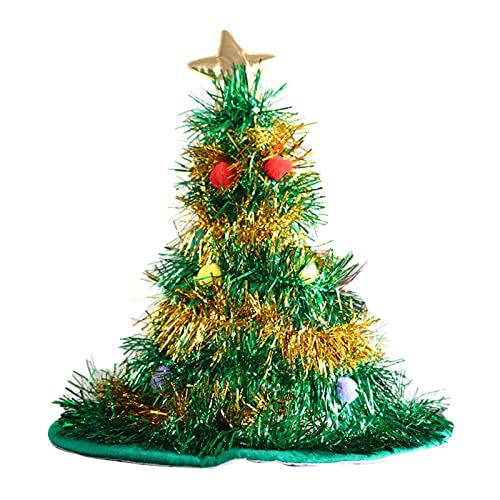 KENANLAN Nichtranges Weihnachtsbaumhut, Weich und Komfortabel mit Pentagramm und Festlichen Pelzbällen für Weihnachtsdekoration für das Urlaubsthema, Geeignet für Partys, Geeignet für (Grünes Gold) von KENANLAN