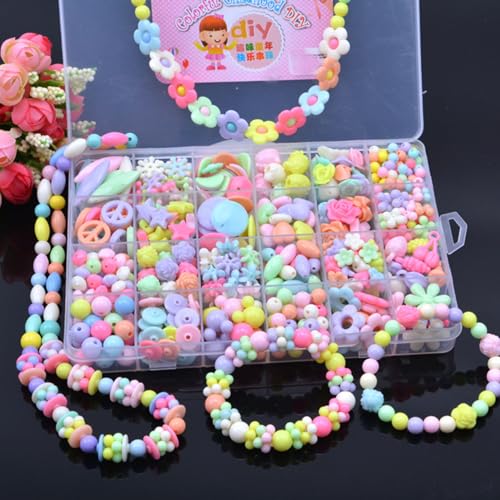 KENANLAN Schmuck Armband Making Kit DIY Toy Set 9pcs Perlen für Mädchen mit 24 Gittern, Übungshandkoordination, Amblyopia -Training (Typ 1) von KENANLAN
