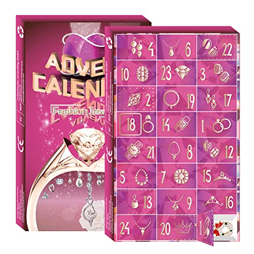 Schmuck-Weihnachts-Adventskalender 2023 Mädchen mit 24 Schmuckanhängern, Halsketten, Armbändern, Ohrringen, Ringen, Schmuckset, DIY-Schmuckherstellungsset () von KENANLAN