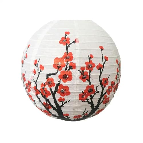 KENDAS 30/35/40 cm Pflaumenblüten-Bambus-runder Papierlaternen-Lampenschirm, chinesischer orientalischer Stil, Weihnachten, Hochzeit, Heimdekoration, Lampion von KENDAS
