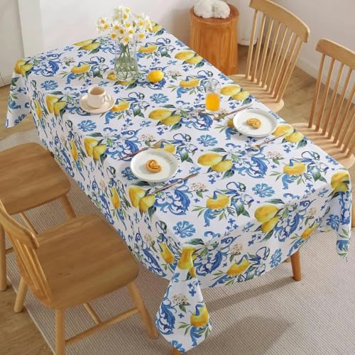 Einfache Tischdecke im Zitronenstil, Dekoration für Partys, schmutzabweisende Tischdecke aus Polyester, Zubehör für Zuhause, Abendessen und Kaffeetisch, 1, 140 x 180 cm, 55 x 70 Zoll Einfache Tischdecke im Zitronenstil, Dekoration für Partys, schmutzabweisende Tischdecke aus Polyester, Zubehör für Zuhause, Abendessen und Kaffeetisch, 1, 140 x 180 cm, 55 x 70 Zoll von KENFHH
