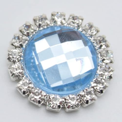 KENID 10 Stück 16/18/20 mm flache runde Knöpfe aus versilbertem Metall mit Strass und Acrylharz, Zubehör zum Besetzen und Basteln von KENID