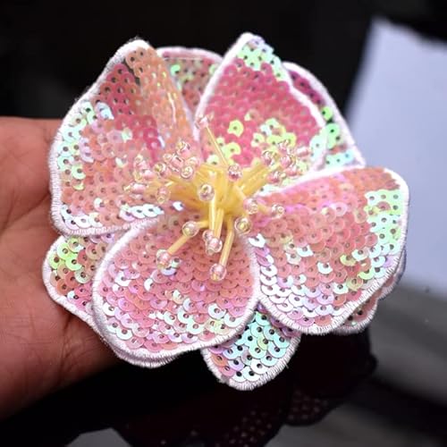 KENID 5 Stück 11 * 12,5 cm handgemachte Perlen Blume Stickerei Bunte Pailletten Patch Tuch verziert mit Hilfsmaterial DIY Großes Reparaturloch Applikation KENID 5 Stück 11 * 12,5 cm handgemachte Perlen Blume Stickerei Bunte Pailletten Patch Tuch verziert mit Hilfsmaterial DIY Großes Reparaturloch Applikation von KENID
