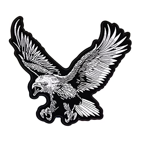 KENID 5 x 30 cm großer schwarzer Adler-Aufnäher, Stoff, Stickerei, Punk, Rock, Biker, Biker, Motorrad, Kleidung, Patch KENID 5 x 30 cm großer schwarzer Adler-Aufnäher, Stoff, Stickerei, Punk, Rock, Biker, Biker, Motorrad, Kleidung, Patch von KENID