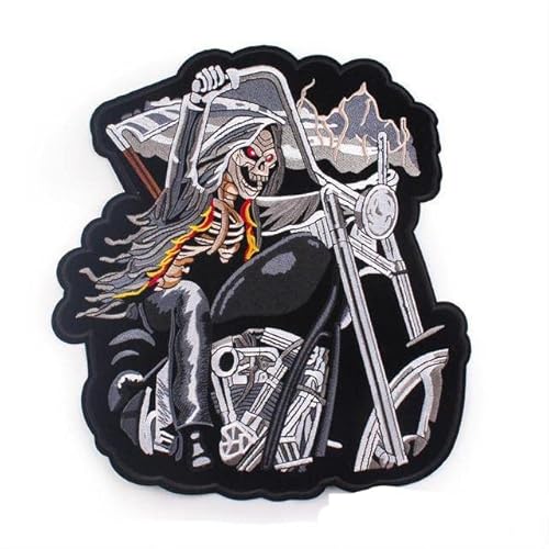 KENID Motorrad-/Biker-Aufnäher, groß, bestickt, für Kleidung, zum Aufnähen für Jacke, Punk, Totenkopf, DIY, Bügelbild, Abzeichen KENID Motorrad-/Biker-Aufnäher, groß, bestickt, für Kleidung, zum Aufnähen für Jacke, Punk, Totenkopf, DIY, Bügelbild, Abzeichen von KENID
