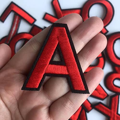KENNA Rote Buchstaben, gestickte Aufnäher zum Aufbügeln für Kleidung, Taschen, Jacken, Aufnähen, Zubehör, DIY-Nummernaufnäher, Applikation von AZ KENNA Rote Buchstaben, gestickte Aufnäher zum Aufbügeln für Kleidung, Taschen, Jacken, Aufnähen, Zubehör, DIY-Nummernaufnäher, Applikation von AZ von KENNA