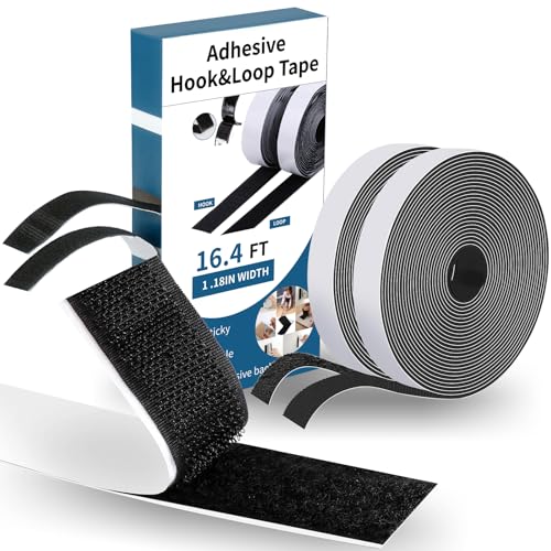 Klettband Selbstklebend Extra Stark, 30 mm x 5 m Klettverschluss Selbstklebend, Multifunktional Velcro Tape, Selbstklebendes Klettband für Innen & Außen, Schwarz Klettverschluss Zum Kleben für Teppich von KENPOJO