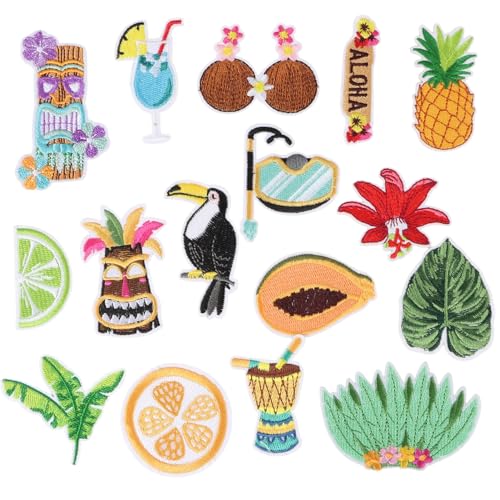 Aufnäher zum Aufbügeln im Sommer, Strand-Thema, Dekoration, Hawaii-Stil, Stickapplikation für Kleidung, Jacken, Jeans, Hosen, Kleid, Rucksack, Hut Aufnäher zum Aufbügeln im Sommer, Strand-Thema, Dekoration, Hawaii-Stil, Stickapplikation für Kleidung, Jacken, Jeans, Hosen, Kleid, Rucksack, Hut von KEOGONG